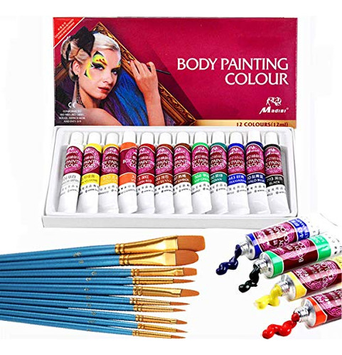 Kit De Pintura Facial, 12 Colores De Tubos De Pintura F...