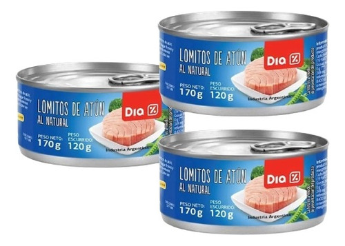 3 X Lomito Atun Aceite Natural Premium Lata 170g Importado