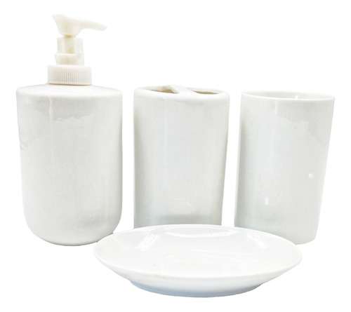 Set De Baño Ceramica Jabonera 4 Piezas Con Dispensador