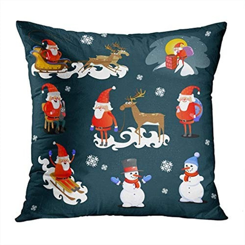 Joaffba Throw Pillow Cover Christmas Santa Claus Reno Decora