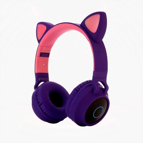 Audífonos Diadema Con Luz Gamer Gato Inalambricos Bluetooth 