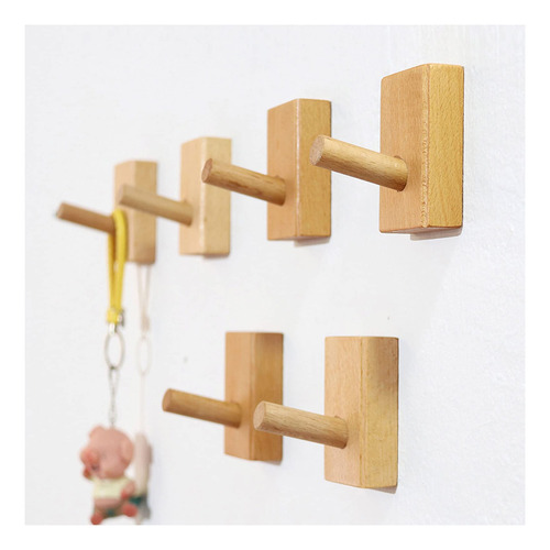 Ganchos Adhesivos De Pared De Madera Para Sombreros, Percher