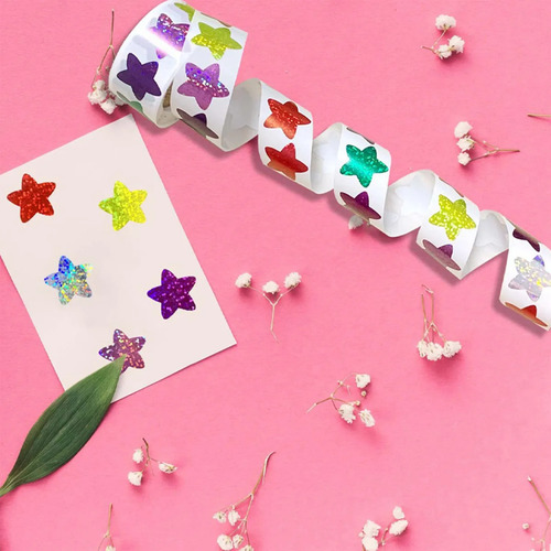 Mt 500 Pegatinas Con Forma De Estrella Colorida En Rollo Y