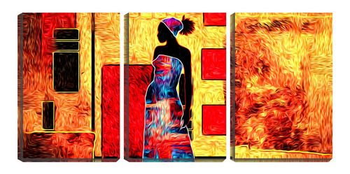 Quadro Decorativo 45x96 Vestido Colorido Arte Africana