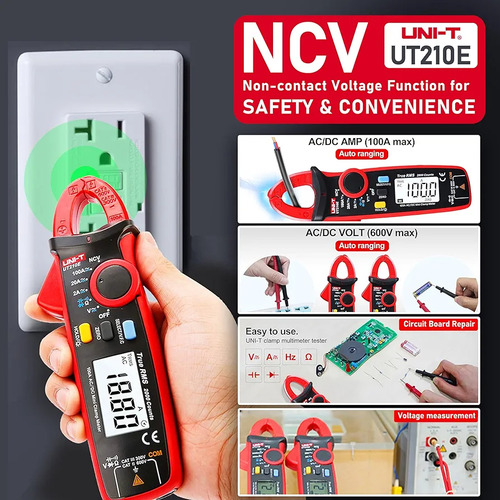 Uni-t® Ut210e® Amperimetro 1ma-100a Corriente Continua Tenaz