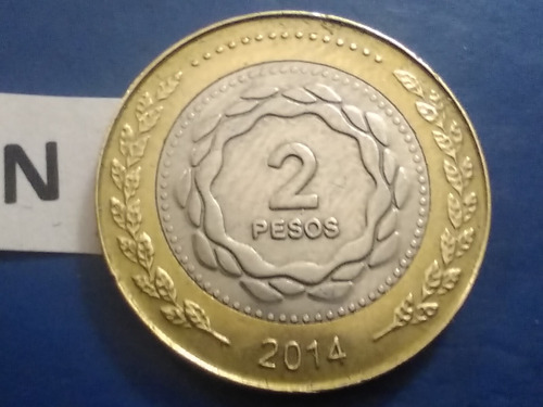 Moneda Año 2014 De Argentina De 2 Dos Pesos Argentinos 2014