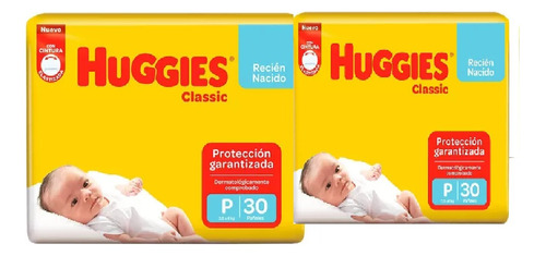 2 Pack Pañales Huggies Classic P 30 Unidades Pequeño