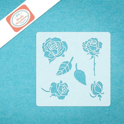 Stencil Rosas 02 Plantilla Reusable Para Manualidades