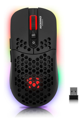 Mouse Gamer Inalambrico Micronics Recargable Rgb 7 Botones