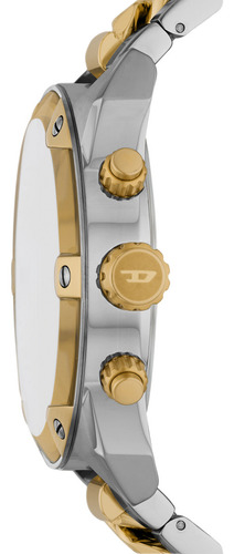 Relógio Diesel Spiked Dz4629 Correia Dourado E Prata Bisel Prateado Fundo Branco