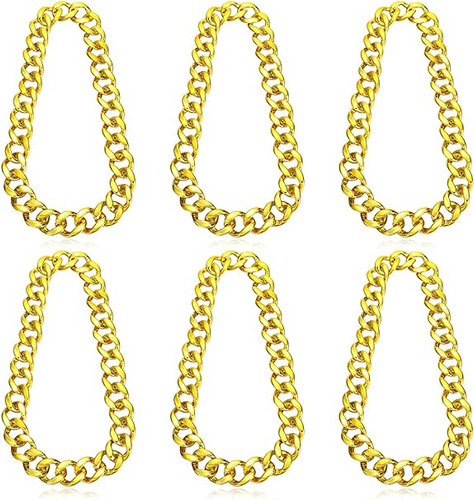 6 Piezas Collar Cadena Hip Hop Para Hombre Collar Grueso Oro