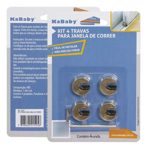 Kit 4 Travas Para Janela De Correr Kababy Marrom