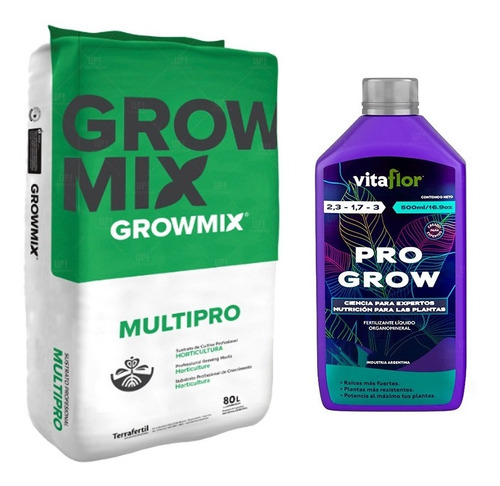 Sustrato Growmix Multipro 80lts Con Vitaflor Pro Grow 500ml