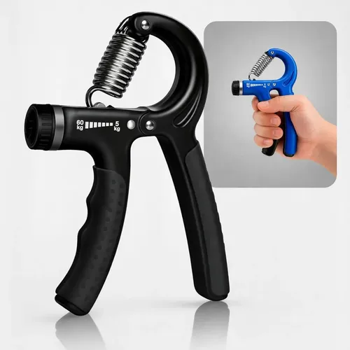 Hand Grip Com Mola Ajuste 5kg A 60kg Fisioterapia Antebraço Preto