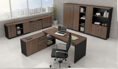Imagem 8 de 10 de Armário Credenza E Mesa Em L Diretor