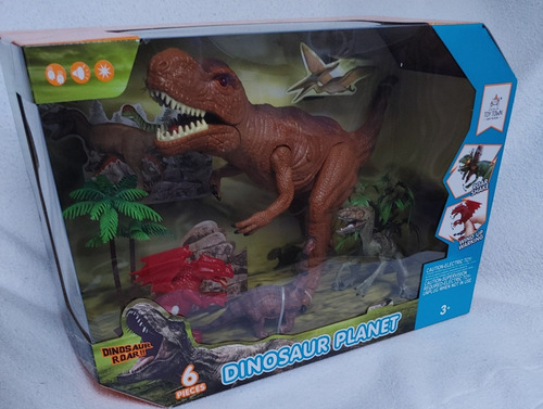 T-rex Dinosaur Planet Muñeco Juguete 30x40cms Set 6pzas