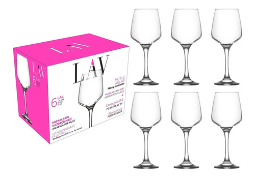 Pack X6 Copas Lal Vino Agua Vidrio Cocteles 330ml Elegantes