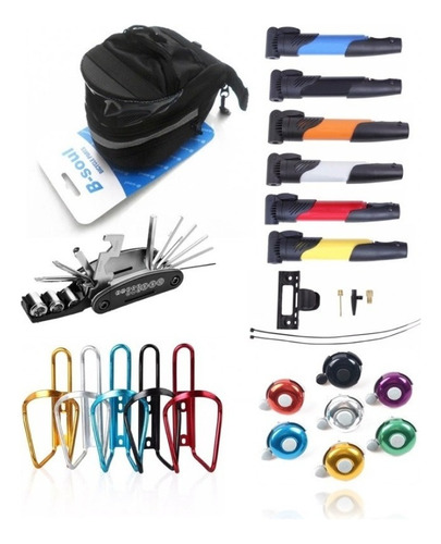 Kit De Ferramentas P Reparo Bike Remendo Pneu + Bomba De Ar