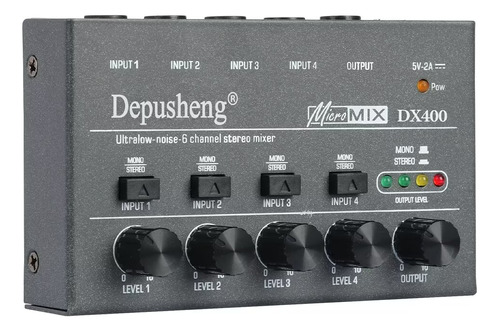 Depusheng Mini Mezclador De Audio Estéreo 4 Canal Low Noise