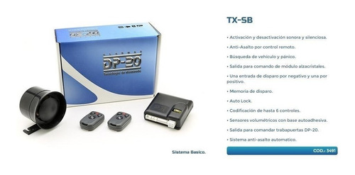 Alarma Auto Dp-20 Tx Sb Volumetrica 2 Controles