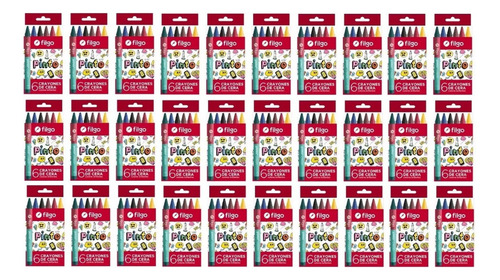 30 Cajas De Crayones De Cera Filgo Pinto X 6 Colores