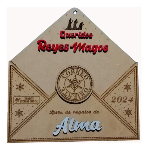 Sobre Para Carta Reyes Magos Santa Claus Madera Mdf