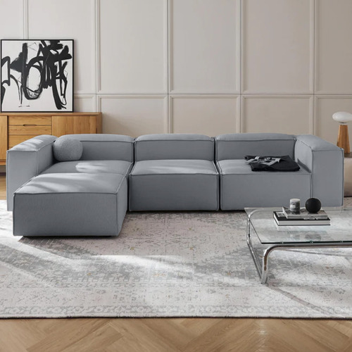 Sala Esquinera Moderna Latt Sillón Modular Lino Soft Minimal
