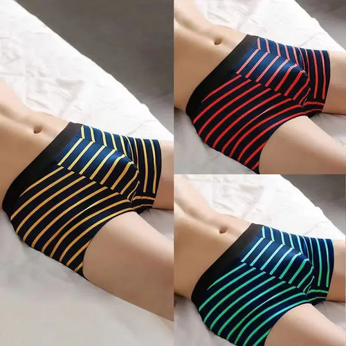 Bóxers Con Diseño De Rayas Para Ropa Interior De Algodón Par