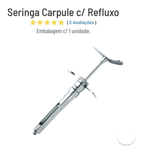 Imagem 1 de 2 de Seringa Carpule C/ Refluxo - Ótima Qualidade - Infinity 1un