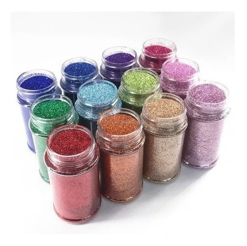 Pack 6 Escarcha Purpurina Glitter Con Dosificador 6 Colores