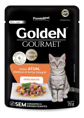 Premier Golden Gourmet Gatos Atum Arroz Integral Sachê