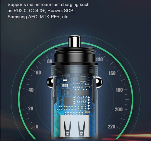 Imagem 5 de 6 de Carregador Veicular Turbo Baseus 30w Qc 4.0 Pd iPhone