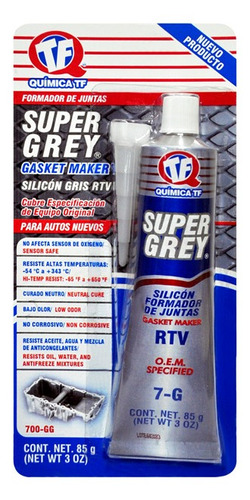 Sellador Silicon Forma Junta Super Grey Gris Tubo 85 Gr