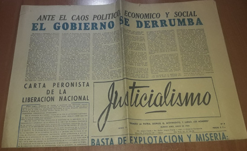Diario Justicialism N°9  Peron  Junio De 1964