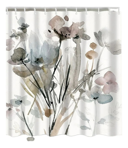 Cortina De Ducha Con Estampado De Flores, Cortinas De Ducha
