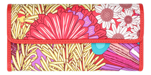 Cartera De Bolsillo Seda Pineda Covalin Herbolaria Flores Color Piel Rojo/rojo Morado