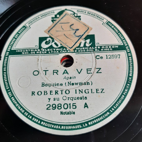 Pasta Roberto Inglez Su Orquesta Odeon C400
