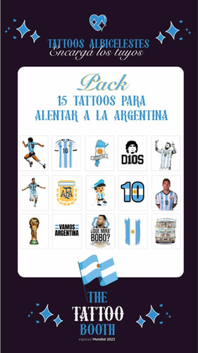 Tatuajes Temporales Argentina / Mundial X 15 Unidades