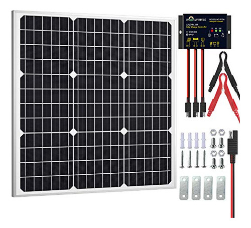 Kit De Panel Solar De 50 W 12 V, Cargador De Mantenimie...