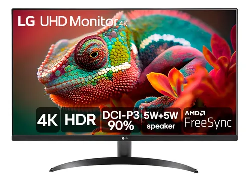 Monitor LG UHD 4K - Tela de 32", 4K, DCI-P3 90%, HDMI, Display Port, HDR10, AMD Free Sync. Dynamic Action Sync, Black Stabilizer, MaxxAudio, UltraHD - 32UR500-B
