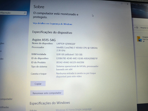 Notebook Acer Aspire 5 A515-54g I7 8gb 512gb 15.6 Geforce Mx (Usado)
