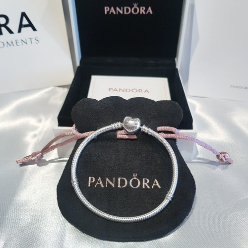 Imagen 4 de 10 de Pulsera Pandora Corazón 100% Original Ale Plata 925