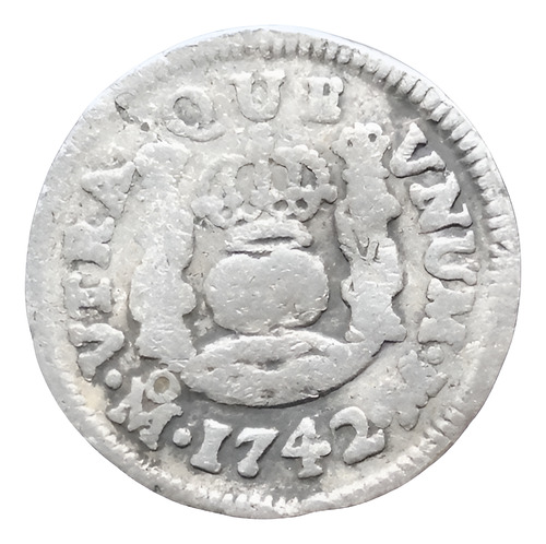 Nvs-moneda Medio Real 1/2 Columnario 1742 Mo. M Plata 0.917 (Usado)