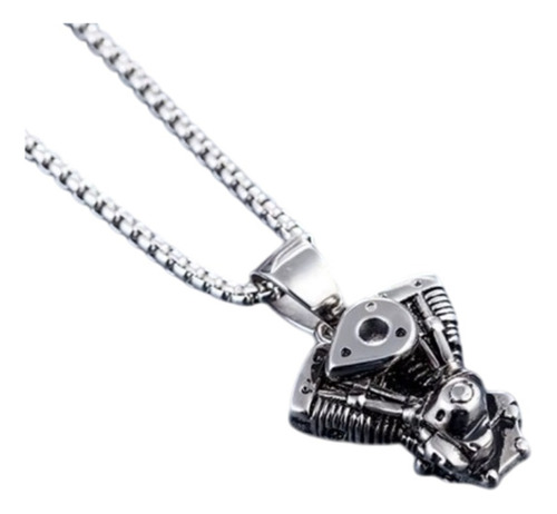 Collar Colgante Motor Motocicleta Retro Hombre Rock Hip Hop Plateado