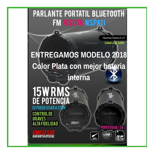 Parlante Bluetooth Nisuta 15w Rms Fm Usb Sd Aux Nspa11
