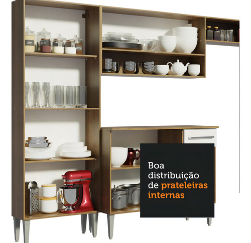 Cocina Integral Completa Modular Madesa Emilly 293cm Color Marrón y Blanco 10