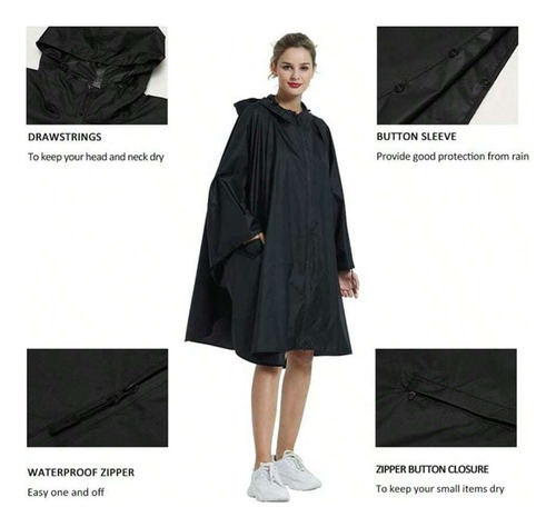 Poncho Impermeable Para Mujer, Elegante Y Duradero