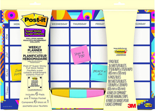 Post-it Planificador Semanal Con Notas Adhesivas Completas S