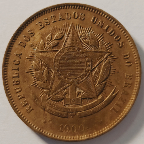 Moeda 20 Réis 1900 Bronze Soberba Brasil Primeira República