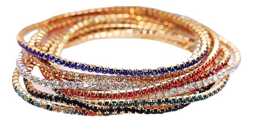 Custz 9 Pulseras Elásticas De Diamantes De Imitación Multico